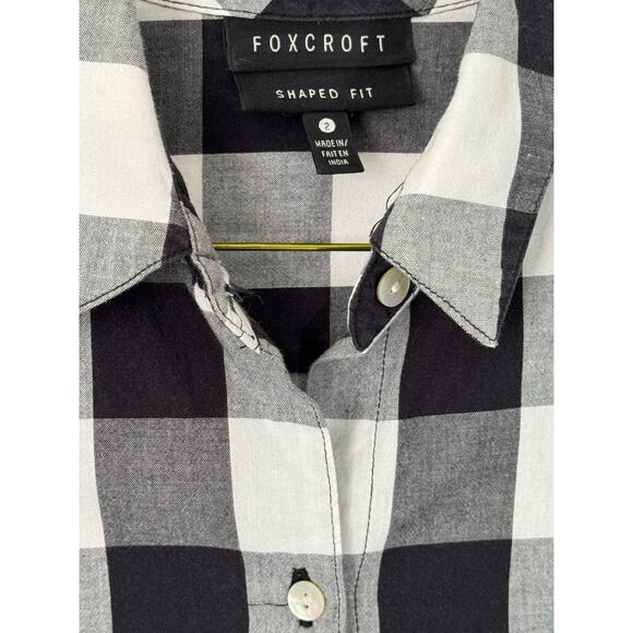 Fox Croft by Nordstrom, B& W buffalo checkered pattern button down shirt - Picture 3 of 7
